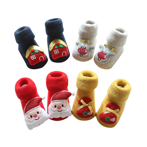 Cotton Baby Socks Christmas Rubber Slip-resistant Floor Socks Cartoon Infant baby Animal Socks Winter Autumn Thicken Warm Shoes ► Photo 1/6