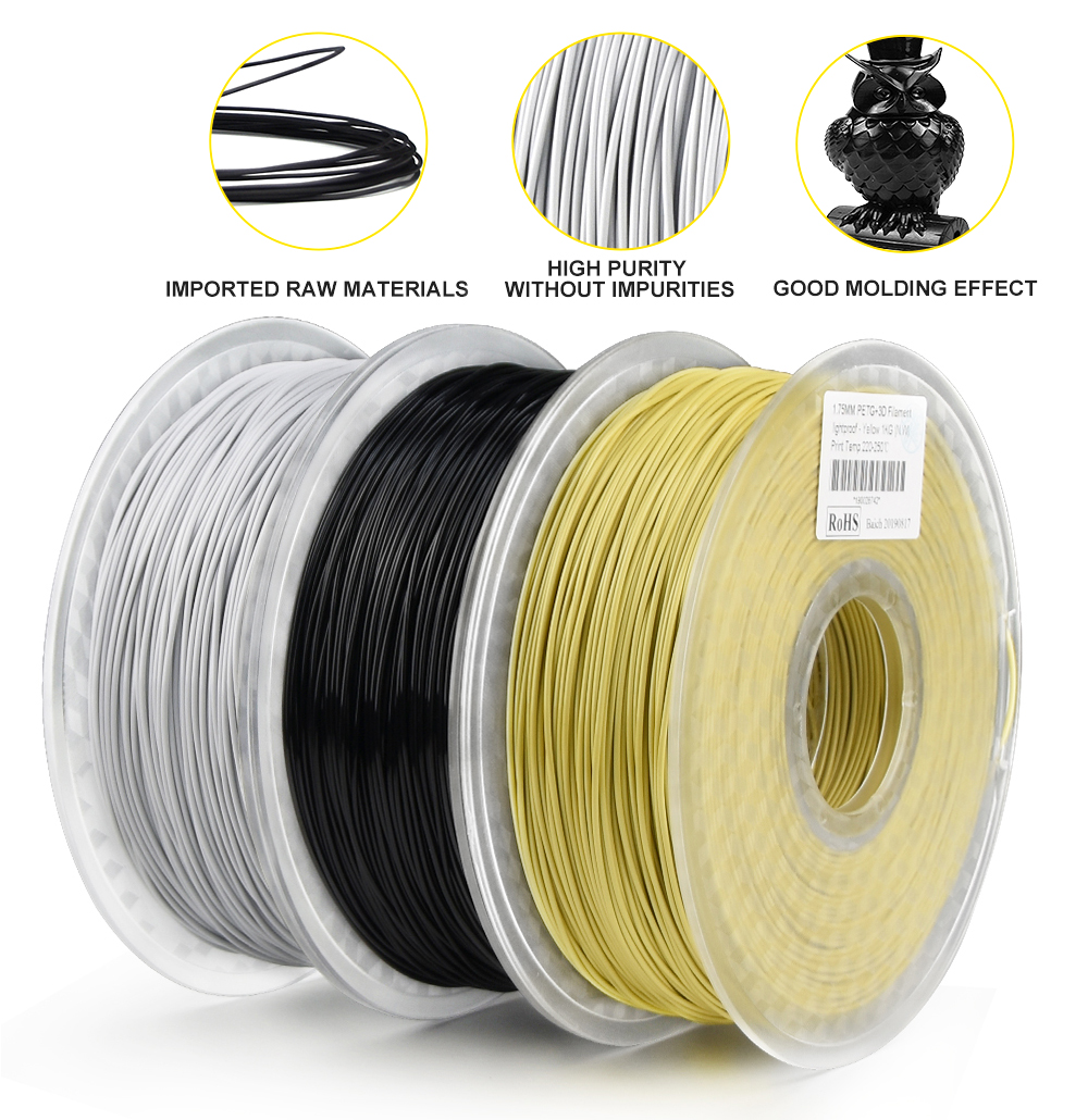 1kg Spool 1.75mm Yellow PETG 3D Printer Filament 2.2 lbs