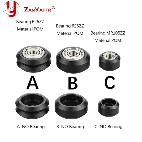 10pcs CNC Openbuilds Plastic wheel POM with 625zz MR105zz Idler Pulley Gear Passive Round Wheel Perlin Wheel V type for V-Slot ► Photo 1/6