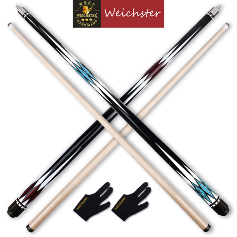 Weichster Billiard Pool Cue Stick 1/2 Red Blue Buff Cue 57