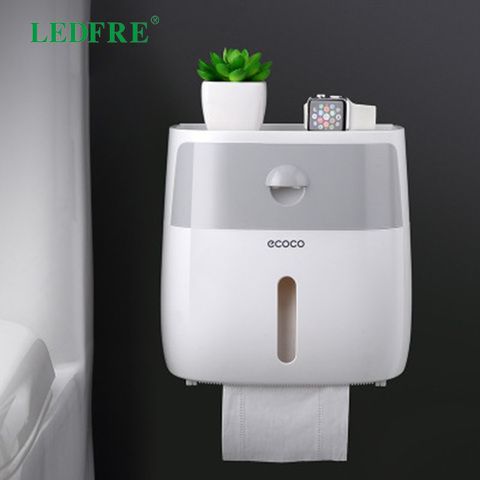 LEDFRE Plastic Toilet Paper Tissue Holder Bathroom Double Wall Mounted Shelf Storage Dispenser Organizer Accessories LF82003 ► Photo 1/6