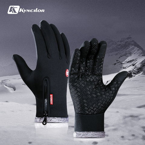 Kyncilor Cold Winter Hiking Bicycle Gloves ciclismo Thicker Anti Slip Fleece Windstopper Touch Screen Warm Cycling Gloves ► Photo 1/6