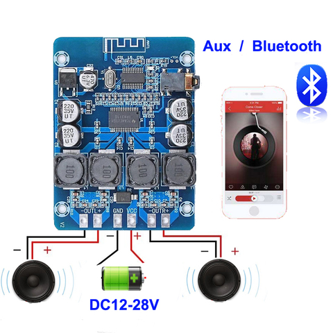 2*45W Class D Amplifie Rwith Bluetooth TPA3118 Audio Hifi Digital Power Amplify Stereo Receiver board Aux DIY ► Photo 1/5