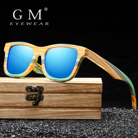 GM Fashion Skateboard Wood Bamboo Sunglasses Polarized for Women Mens New Brand Designer Wooden Sun Glasses UV400 ► Photo 1/6