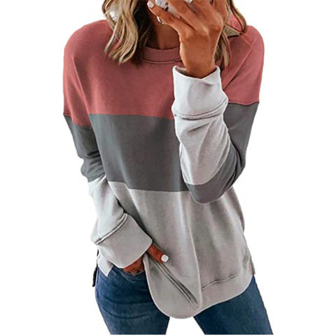 Jocoo Jolee Women Casual Long Sleeve Striped Print Loose T Shirt Elegant Color Block Oversized Tops 2022 New Tie Dye Pullovers ► Photo 1/6