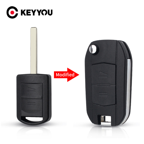 KEYYOU Car Key Shell Modified For Vauxhall Opel Corsa C Combo Tigra Meriva Agila Fob 2 Buttons Remote Flip Uncut Key Case Cover ► Photo 1/6