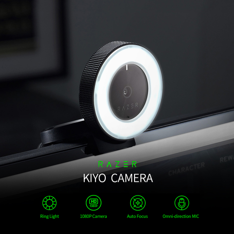 Razer Kiyo 1080P Desktop Streaming Camera Webcam with Multi-step Ring Light Lamp for Tik Tok Live Streaming Black ► Photo 1/6