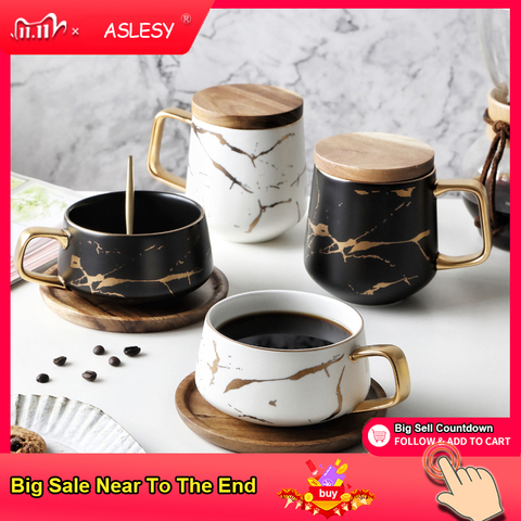 Nordic Marble Coffee Mugs Matte Luxury Water Cafe Tea Milk Cups Condensed Coffee Ceramic Cup Saucer Suit With Dish Spoon Set Ins ► Photo 1/6