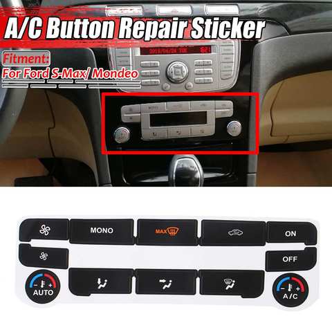 Black/Silver Car Air Condition AC Climate Control Button Repair Sticker Decal For Ford S-Max/ For Mondeo Fix Ugly Button ► Photo 1/6