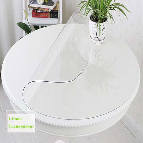 PVC Moisture-proof Tablecloth Round Tablecloth Transparent Kitchen Oil Painting Tablecloth Glass Soft Cloth 3 Color 1.0mm Pad ► Photo 1/5