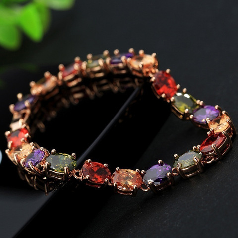 2022 Trend 18CM Charming Peridot Ruby Amethyst Gemstone 925 Sterling Silver Bracelets for Women Fashion Party  Jewelry Gift ► Photo 1/1