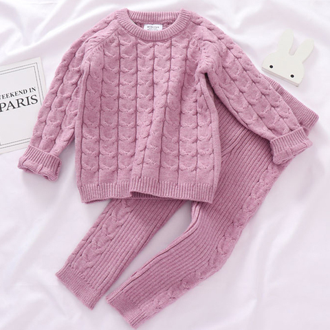 0-4 Yrs Girls Boys Suit Fall Baby Boys Girls Clothing Sets Winter knitting Pullover Sweater+Pants Infant Boys Knit Tracksuits ► Photo 1/6