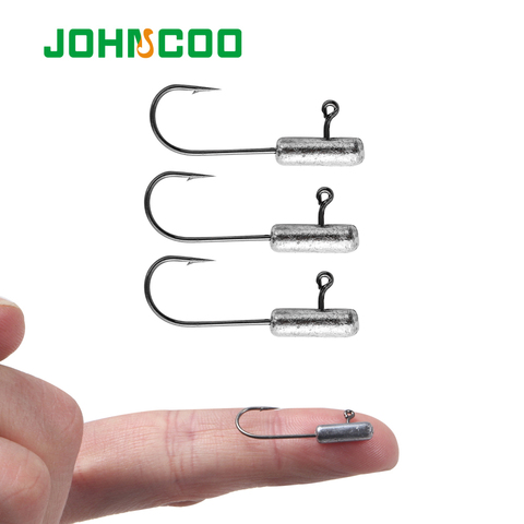 JOHNCOO Mini Jig Head Hook 20pcs Exposed Lead Head Hook Barbed Hook Trout Soft Lure Jig Fishing Hook ► Photo 1/6