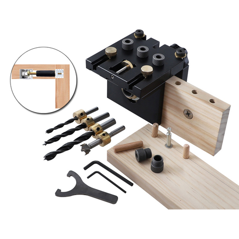 Multifunction Woodworking Doweling Jig Kit Adjustable 3 in 1 Drilling Guide Puncher Locator For Furniture Connecting Carpentry ► Photo 1/6