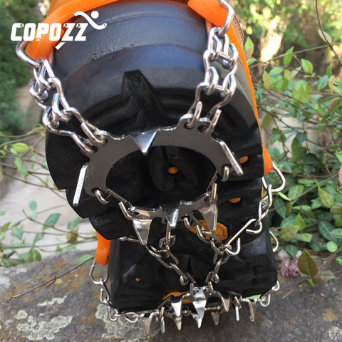 COPOZZ Outdoor Climbing Anti-slip Crampons Winter Walk 19 Teeth Ice Fishing Snowshoes Hiking Skiing Steel Slip Shoe Covers ► Photo 1/6