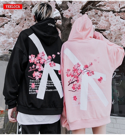 2022 Winter modis Cherry Blossom Print Hoodie Streetwear Hip Hop oversize Women Men Unisex Cotton  Sweatshirts Retro Hoody ► Photo 1/6