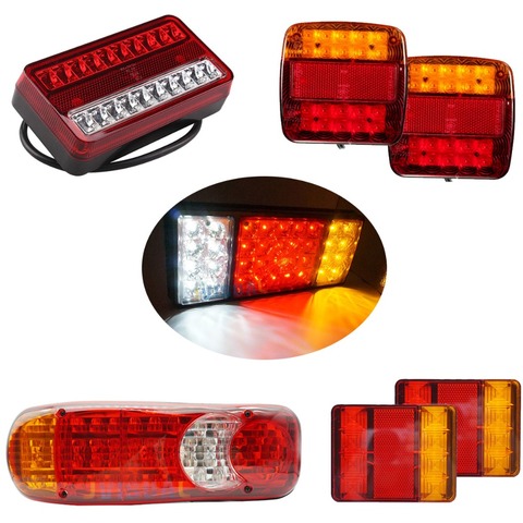 2Pcs Waterproof Car 8 19 20 26 36 46 LED Tail Light Rear Lamps Pair Boat Trailer 12V/24V Rear Parts For Trailer Truck Car light ► Photo 1/6