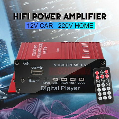 200W 12V USB Auto HIFI Audio Stereo Amplifier Remote Control Mp3 Decoder Car MP3 Decoder Board Bluetooth Car Radio MP3 Amplifier ► Photo 1/6