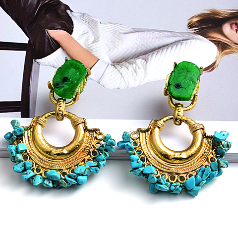 Fashion Green Zinc Alloy Earrings Jewelry Retro Maxi Women Bijoux Indian Earring
