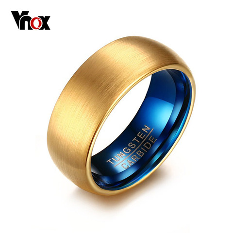 Vnox Men's Blue Tungsten Ring Classical Gold-color Rings Men Tungsten Jewelry ► Photo 1/6