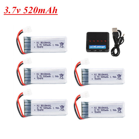 3.7v Lipo Battery for Hubsan H107P 801844 3.7V 520mAh 25c Battery + USB Charger Set for H107P RC Camera Drone Accessories ► Photo 1/5