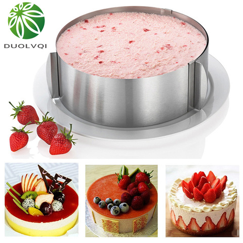 Duolvqi 16-30cm Adjustable Cake Layered Slicer Stainless Steel Retractable Circular Mousse Ring Cut Tool Round Cake Cutter ► Photo 1/6