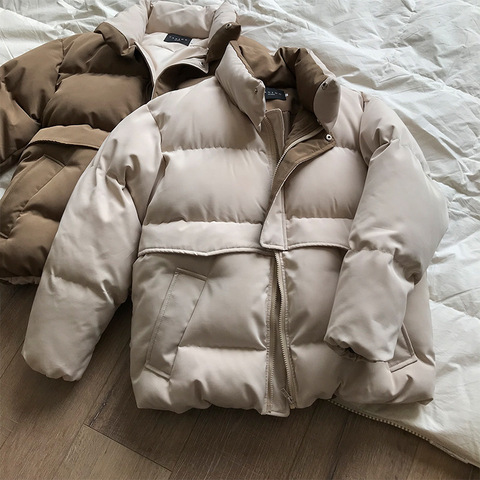 HXJJP New Winter 2022 Cotton-padded Female Korean Version of Loose Bread Clothing Collar Padded Warm Parkas Puffer Jacket Female ► Photo 1/6
