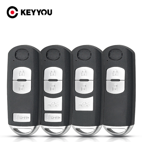 KEYYOU Car Case Smart Remote Key Shell Fit For Mazda X-5 Summit M3 M6 Axela Atenza 2/3/4 Buttons With Uncut Emergency Key Blade ► Photo 1/6