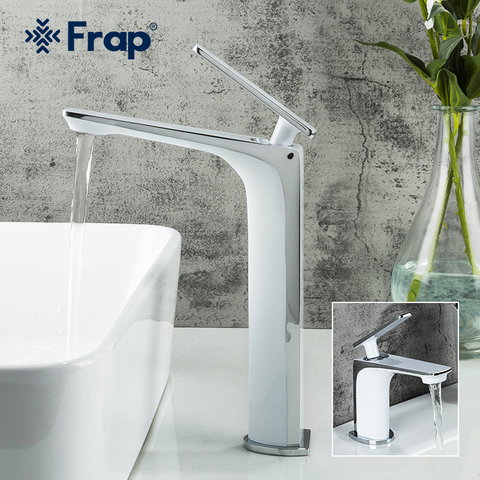 Frap White Bathroom Sink Faucet Tap Brass Bathroom Faucet Deck Mounted Basin Mixer Tap Basin Faucet F1058 ► Photo 1/6