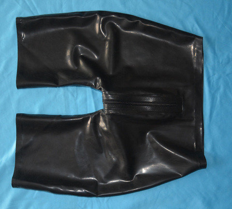 Handmade Men Rubber trousers latex shorts for men with 2 way crotch zippers long leg pants ► Photo 1/3