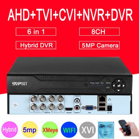WIn10 Interface 5mp Surveillance Camera H.265+ Hi3521D Xmeye 8 Channel  4CH,8CH 6 in 1 WIFI Hybrid CVI TVi NVR AHD CCTV DVR ► Photo 1/4