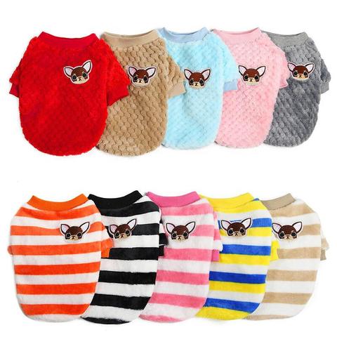 Cute Rainbow Striped Dog Clothes Vest Short Sleeve Comfortable Pet Vest Dog Shirt Spring Autumn Flannel Puppy Dog Coat Costume ► Photo 1/6