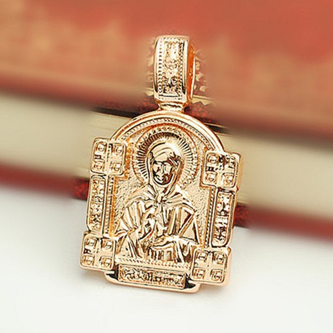 New Traditional Rose Gold Color Women Men Jewelry Classic 2022 Metal Eastern Orthodox  Necklace Pendant 32x19mm ► Photo 1/6