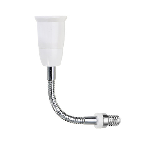 1pcs  AC250V E14 to E27 Flexible Extend Bulb Base Lamp Extension Adapter Screw Holder Socket Converter 18CM White ► Photo 1/5