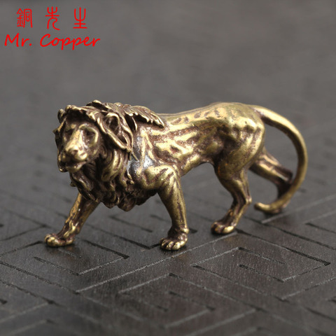 Pure Copper Majestic Lion King Miniatures Figurines Desk Decorations Vintage Brass Mini Animal Statue Home Decor Ornaments Craft ► Photo 1/6