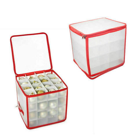 64 Baubles Storage Box With Lid Christmas Xmas Tree Decoration Organiser 64 Bauble Decor 2022 Christmas Balls Storage Box ► Photo 1/6