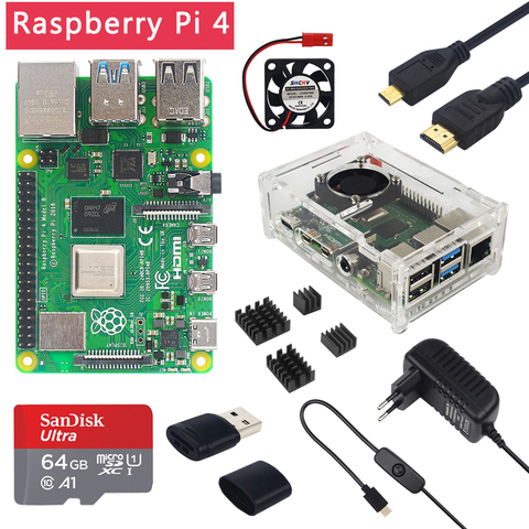 Raspberry Pi 4 Model B 2GB/4GB/8GB RAM + Case + Fan + Heat Sink +