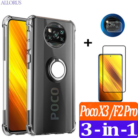 Cases For Poco X3 NFC Transparent Funda Xiaomi PocoPhone X3 Case+Glass,Silicone Back Shockproof Cover Poko F2 Pro Pocco Poco-X3 ► Photo 1/6