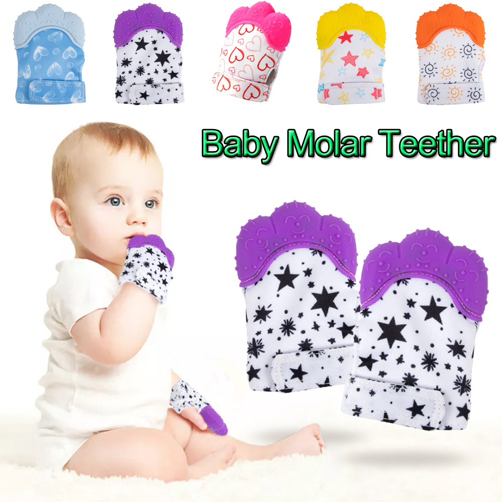 Baby Infant Silicone Anti-bite Mitts Teething Mitten Glove Wrapper Soft Teether 