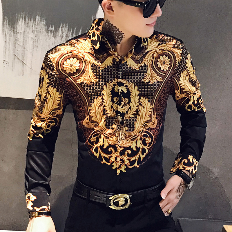 Casual Blouse Homme Baroque Banquet Shirt Paisley Black Gold Men Shirt  Luxury Korean Mens Long Sleeve Print Shirts Men Slim Fit - Price history u0026  Review | AliExpress Seller - Shop3629001 Store | Alitools.io