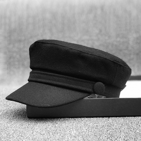 56cm 56-58cm 59cm 61cm Small head Lady Felt Army Caps Big Bone Men Plus Size Navy Hats Black Wool Military Caps for Adult ► Photo 1/5