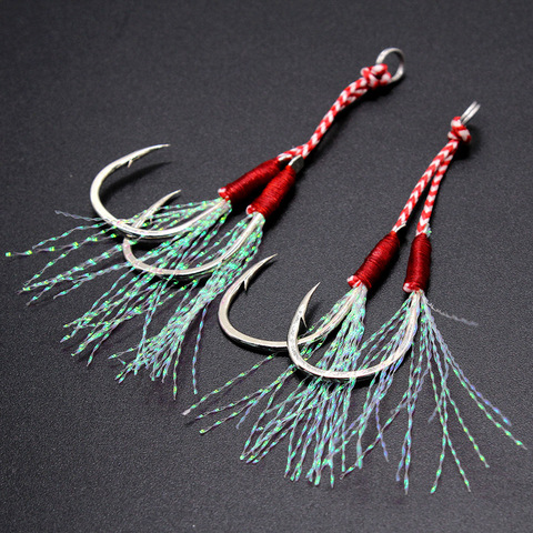 3pair/lot Fishing Jig Head Fishing Hook Barbed Double PairHooks Thread Feather Pesca High Carbon Steel Fishing Lure Slow Jigging ► Photo 1/6