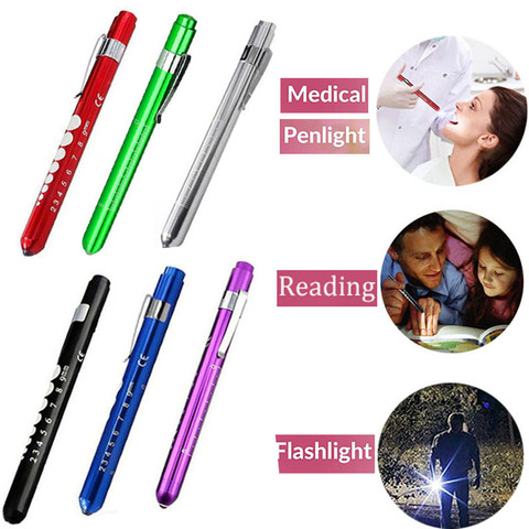 1PCS Reusable LED Medical Penlight Flashlight With Pupil Gauge Pocket Clip Pen Light Torch Lamp For Nurses Doctors Reading ► Photo 1/6