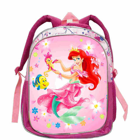 Disney Brand Cartoon Little Mermaid Ariel Princess Backpack Kids School Bag Kindergarten Pink Backpack for Girls 12inch ► Photo 1/6