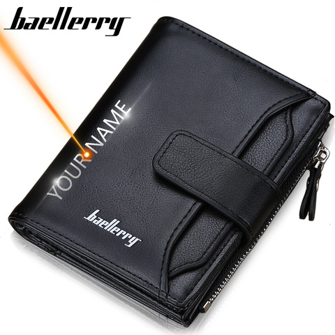 2022 Name Engraving Men Wallets Short PU Leather Quality New Male Purse Vintage Card Holder Brand Wallet For Men Carteria ► Photo 1/6