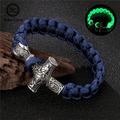 Vintage Vikings bracelets Men Norse Ax Paracord Rope Survival Wrap Bracelet Homme amulet thor Viking Rune Handmade Jewelry Gifts ► Photo 1/6