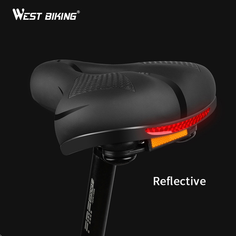 WEST BIKING Bicycle Saddle MTB Bike Seat Waterproof Soft Seat Cushion Bike Accessories PVC Steel Hollow Wide Cycling Saddles ► Photo 1/6