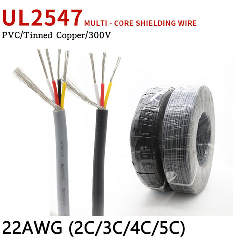 1M/5M 22AWG UL2547 Shielded Wire Signal Cable 2 3 4 5 Cores PVC Insulated Channel Audio Headphone Copper Control Shielding Wire ► Photo 1/4