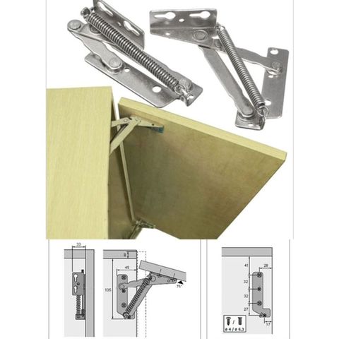 2pcs/set 80 Degree Sprung Hinges Cabinet Door Lift Up Stay Flap Top Support Tool new ► Photo 1/6