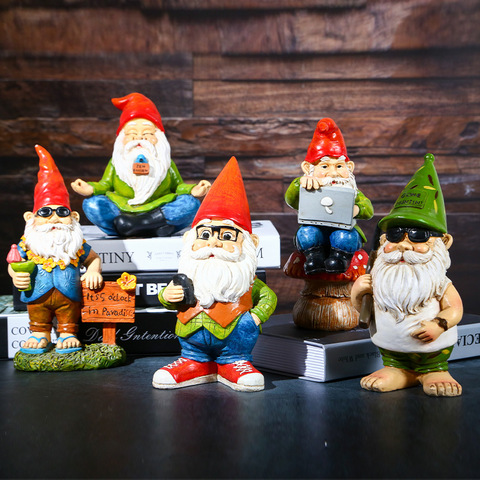 Cute Resin Garden Gnome Statue Zen Naughty Funny Dwarfs Store Lawn Ornaments For Home Office Desk Indoor Outdoor Decor Ornament ► Photo 1/6